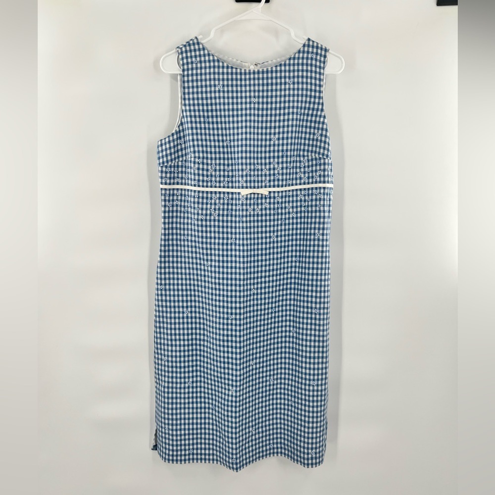 Talbots blue white sleeveless dress size 8 gingham - Picture 1 of 8